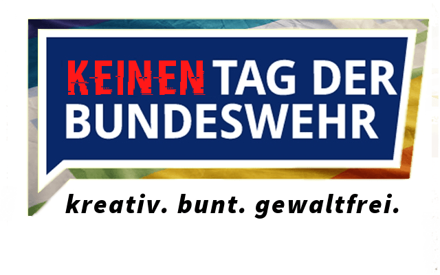 Banner zum Protest - Keinen Tag der Bundeswehr